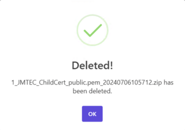 執行結果提示畫面-Web Filemanager For ASP.Net 網頁版檔案管理員